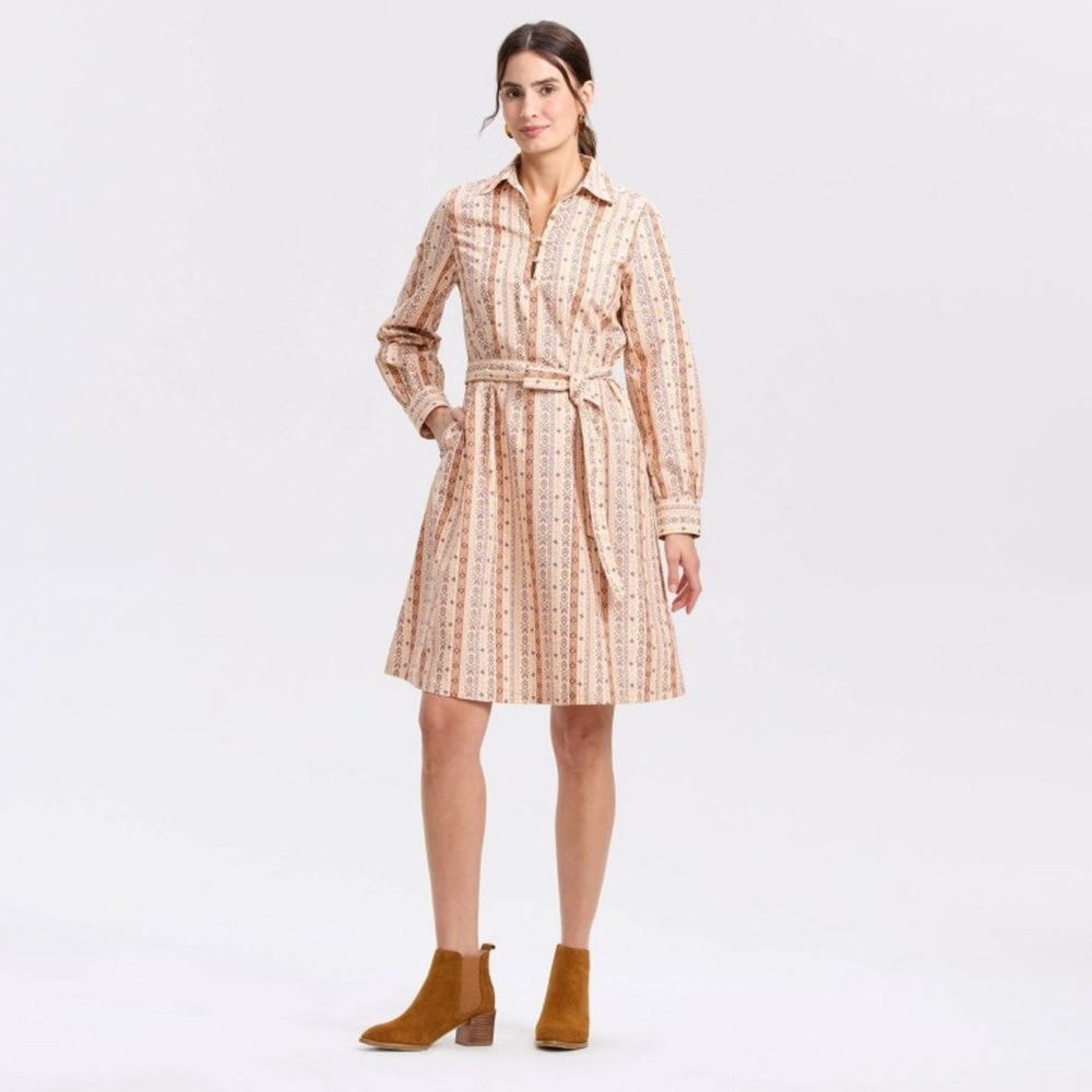 NWT Women's Bishop Long Sleeve Poplin Mini Shirtdress from Universal Thread XL